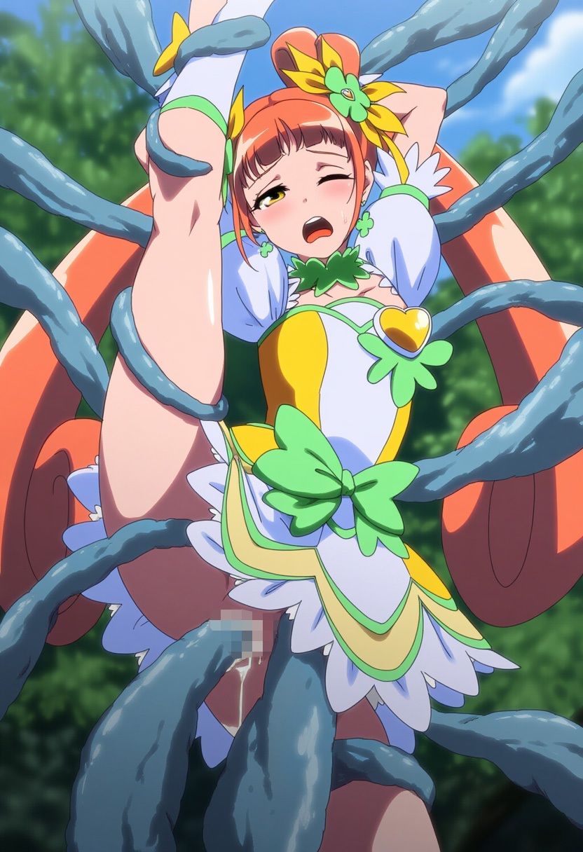 ドキドキ!ヒロインズを触手拘束で異種姦! 〜敗北後はボテ腹!アヘ顔連続の顔快楽堕ち!〜 画像7