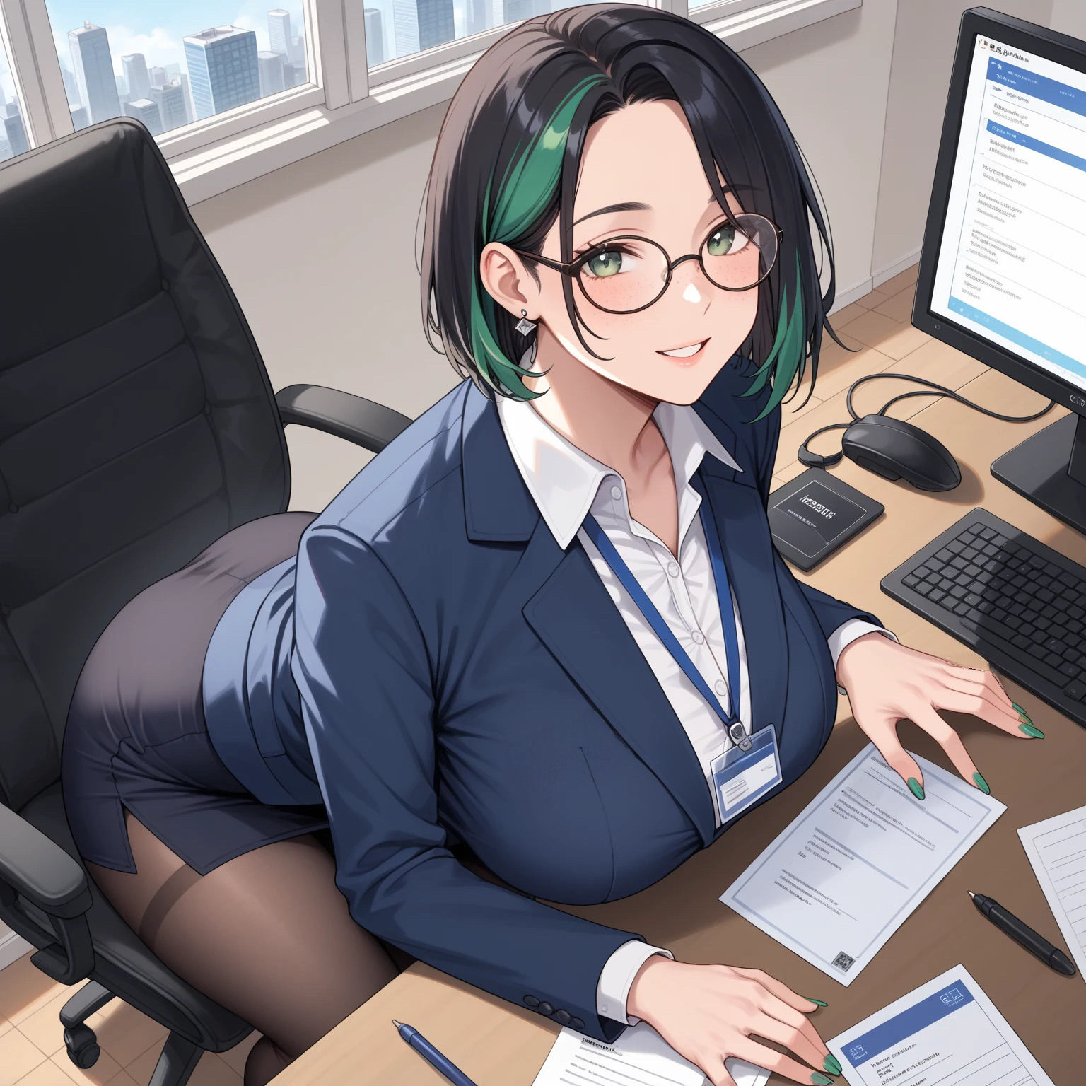 サンプル画像1:株式会社アシスケ『足コキ用タイツ』開発日誌 – 既婚メガネOL上司とオフィスでハメまくる簡単なお仕事 – （ももんミニストーリー2）(桃李ももん (Tori Momon)) [d_588708]