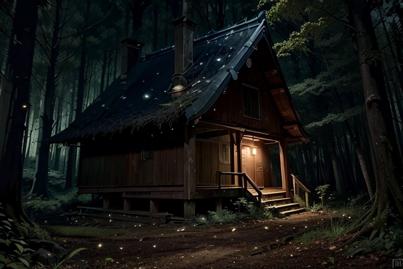 森の中の一軒家 背景素材 画像4
