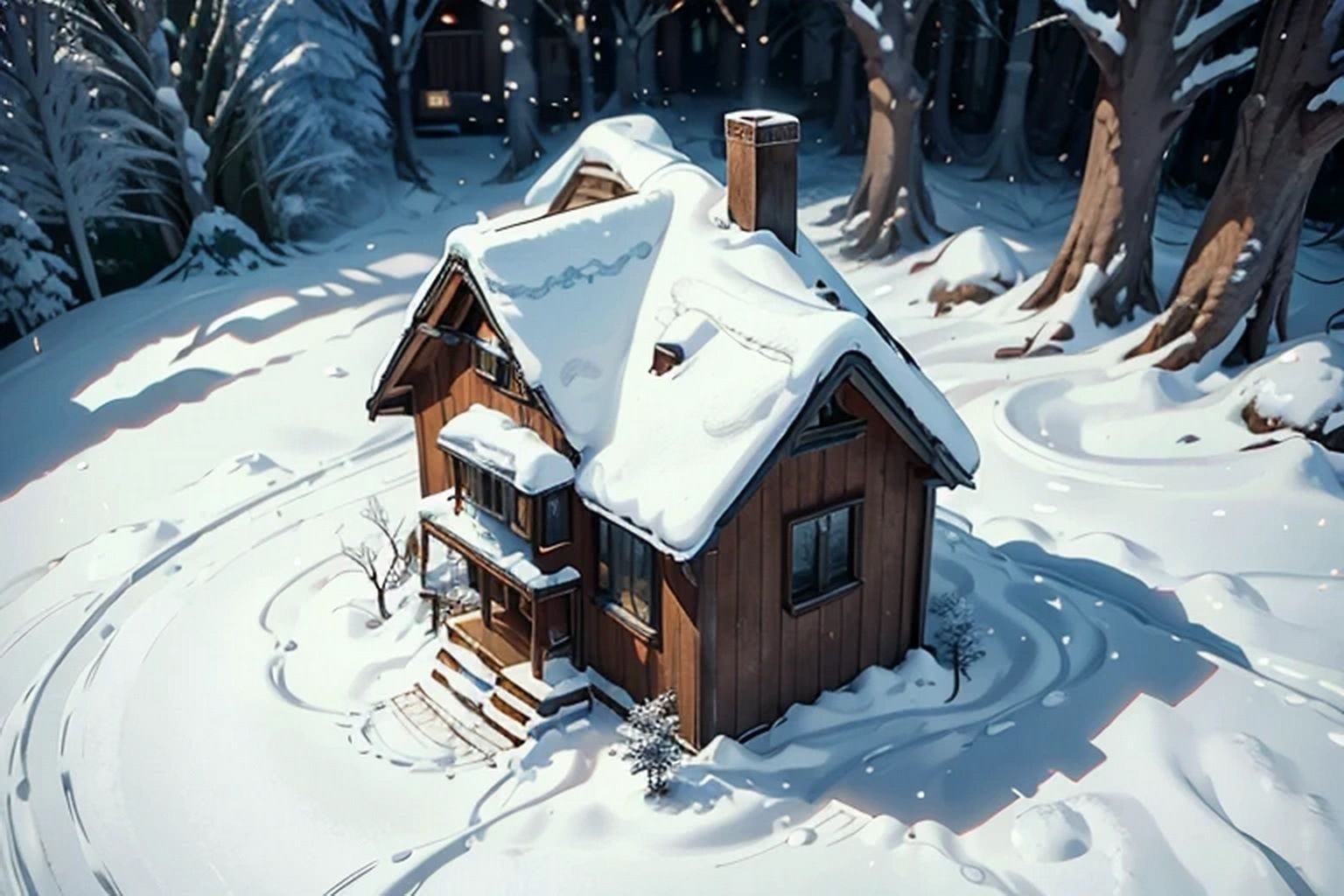 森の中の一軒家 背景素材 画像6