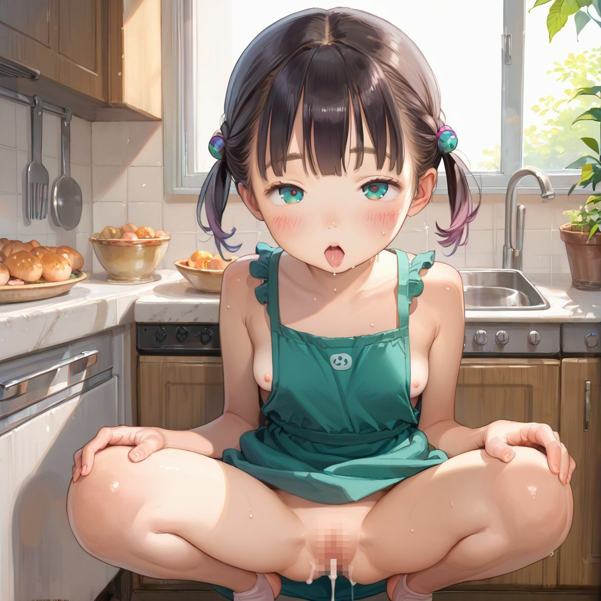 つるぺた娘と朝から晩まで、いつでもどこでも本能のまま、ぬるぬるえっち三昧042