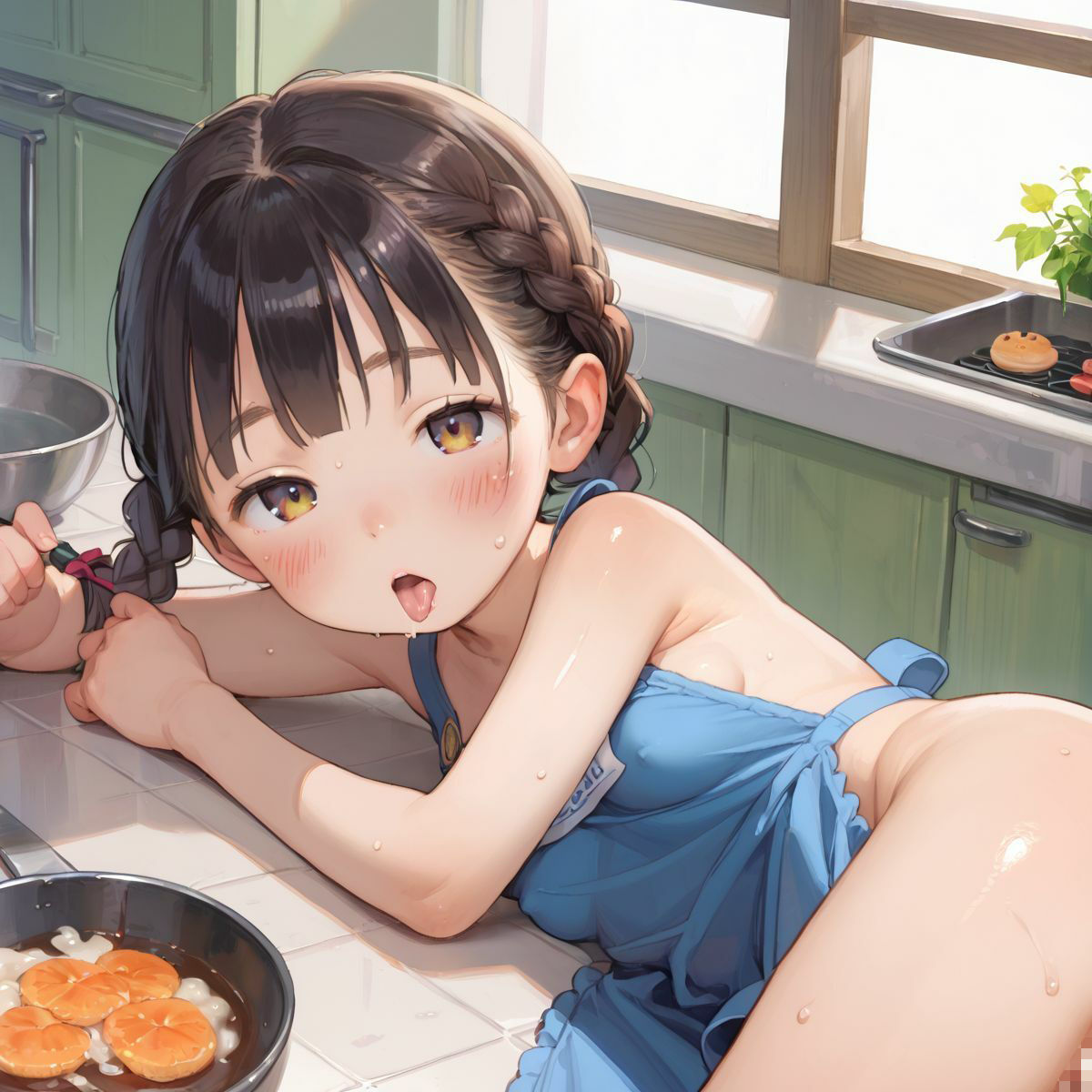 つるぺた娘と朝から晩まで、いつでもどこでも本能のまま、ぬるぬるえっち三昧045