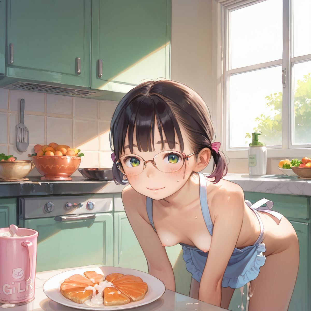 つるぺた娘と朝から晩まで、いつでもどこでも本能のまま、ぬるぬるえっち三昧052