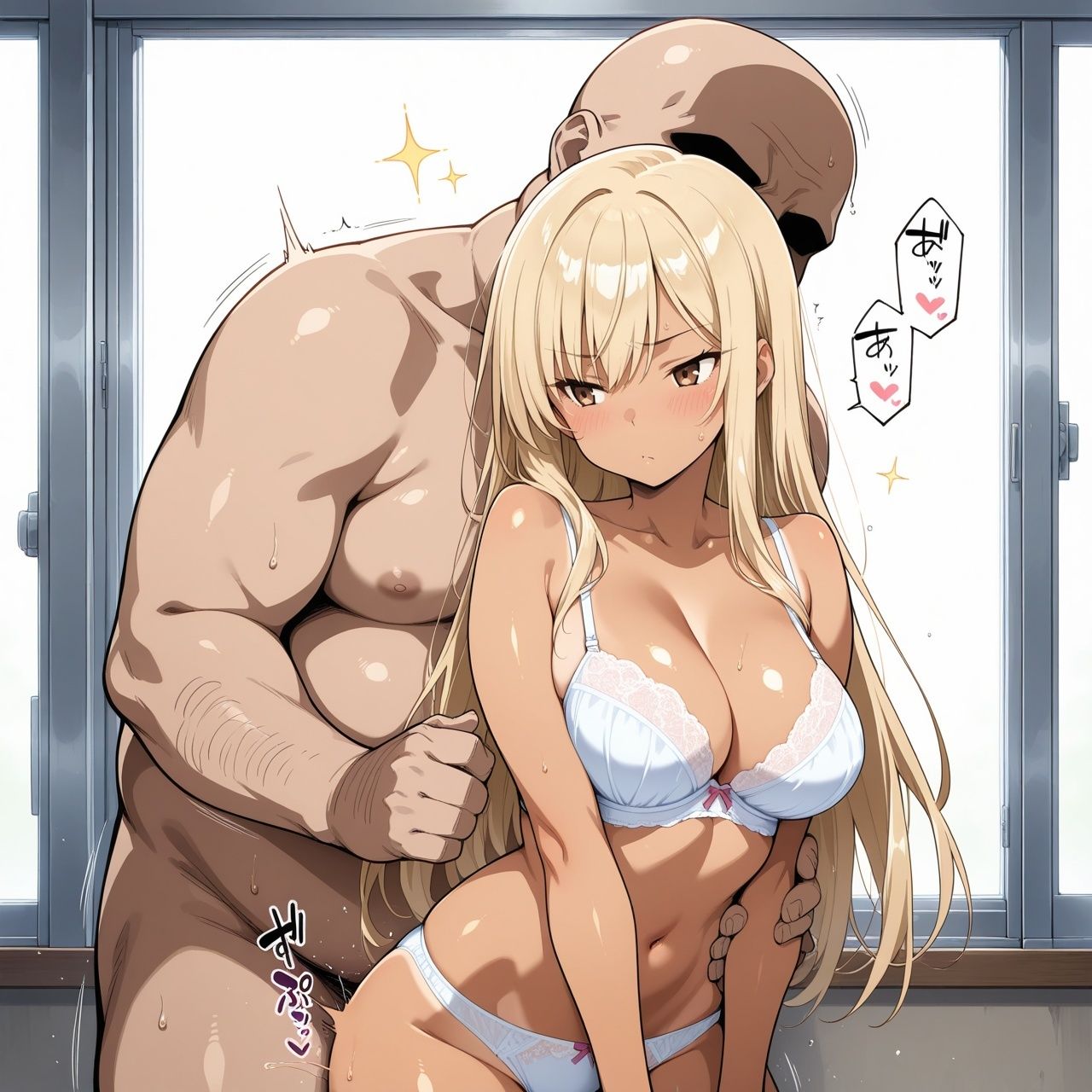 女子校生とキモいオジ 黒ギャルとキモオジ先生編7