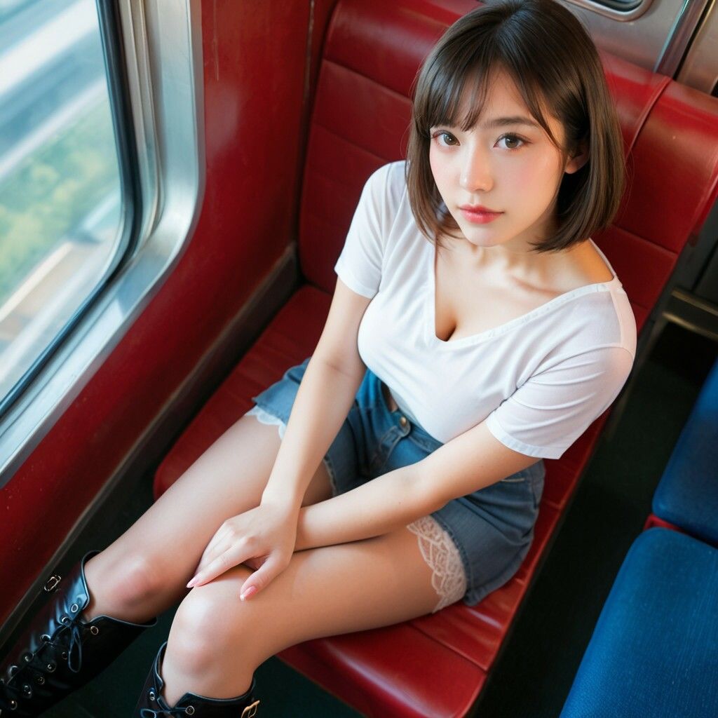 ブーツ美女と電車でSEX! 画像2