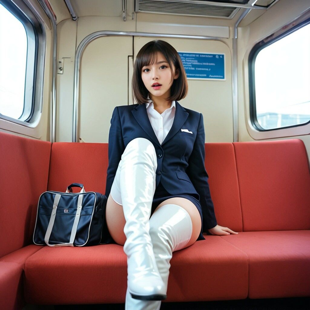 ブーツ美女と電車でSEX! 画像3