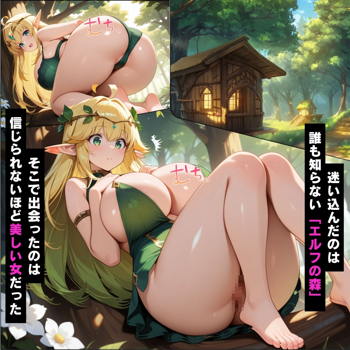 サンプル画像1:快楽を求めるムチムチエルフと精子尽きるまで交尾した話【セリフ付き】(むちむちAidol) [d_589309]