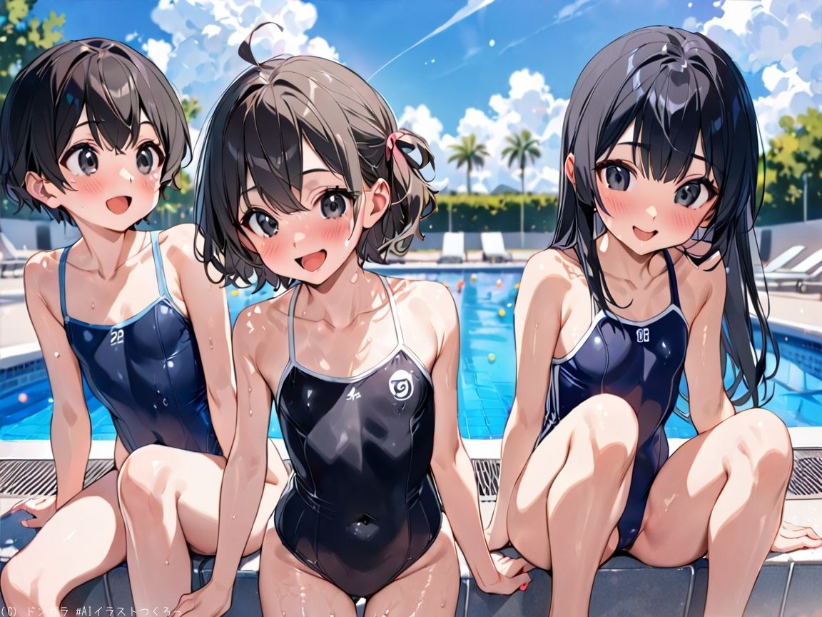 AIイラストCG集87 プールで遊ぶ少女たち画像no.5