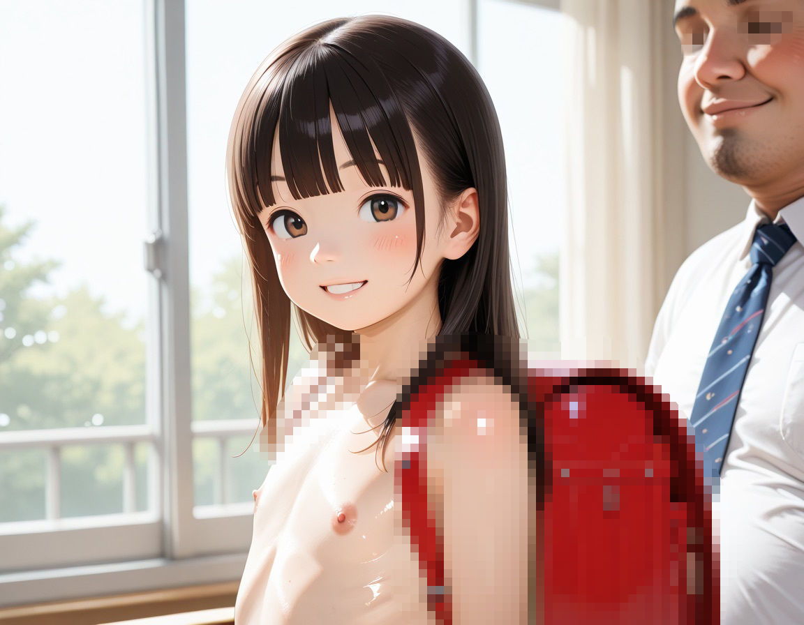 【ロリロリべも太郎】同人CG・AI『ちっぱいラ○ドセル少女に性指導』3
