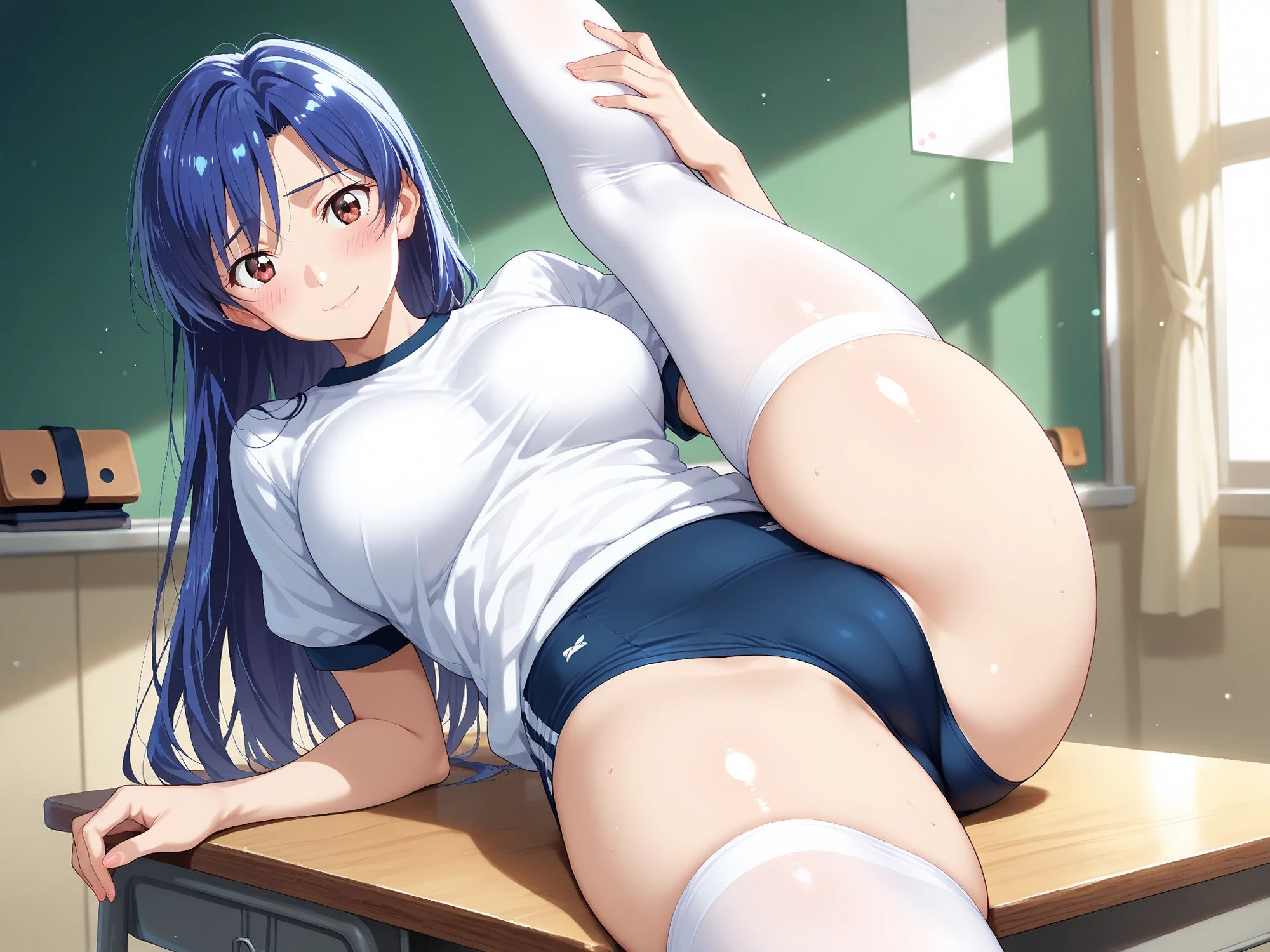 サンプル画像2:【雌イキヒロイン】アイドルマ●ター  如●千早  ブルマでスポンサーおじさんにご奉仕(画像生成マン) [d_589977]