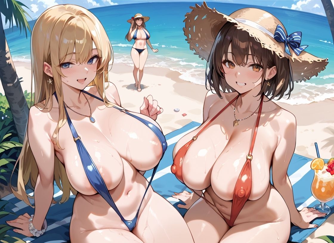 サンプル画像6:ギャルビーチでハーレム種付け(FMK) [d_590093]