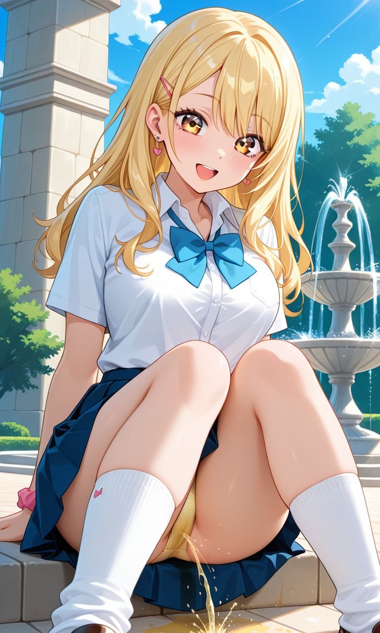 サンプル画像1:金髪じょちこーせーのおしっこ【お漏らしAIシーン50枚】(おもらし研究所) [d_590149]