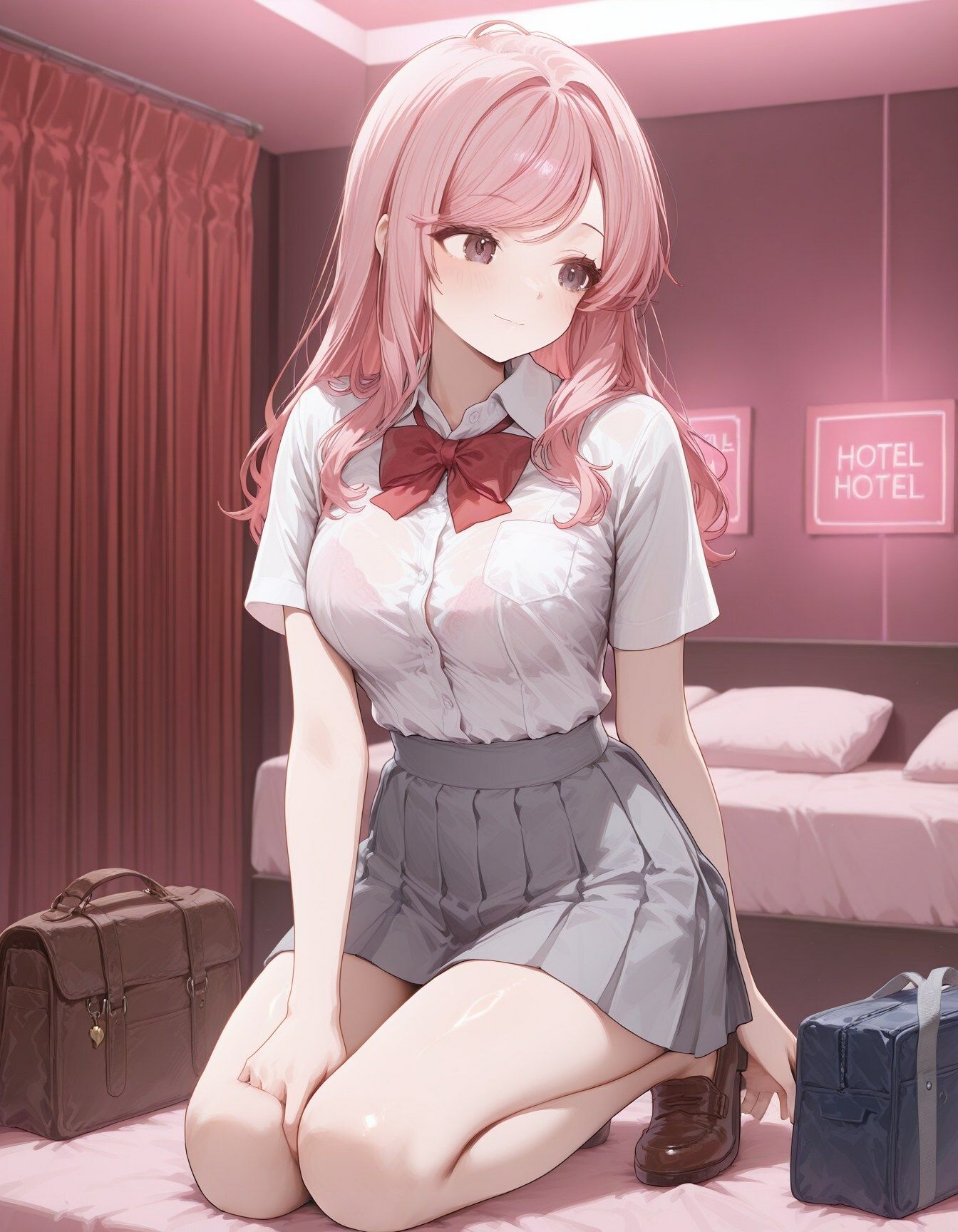 サンプル画像1:制服女子〜ピンク髪JK〜(実用性) [d_590236]