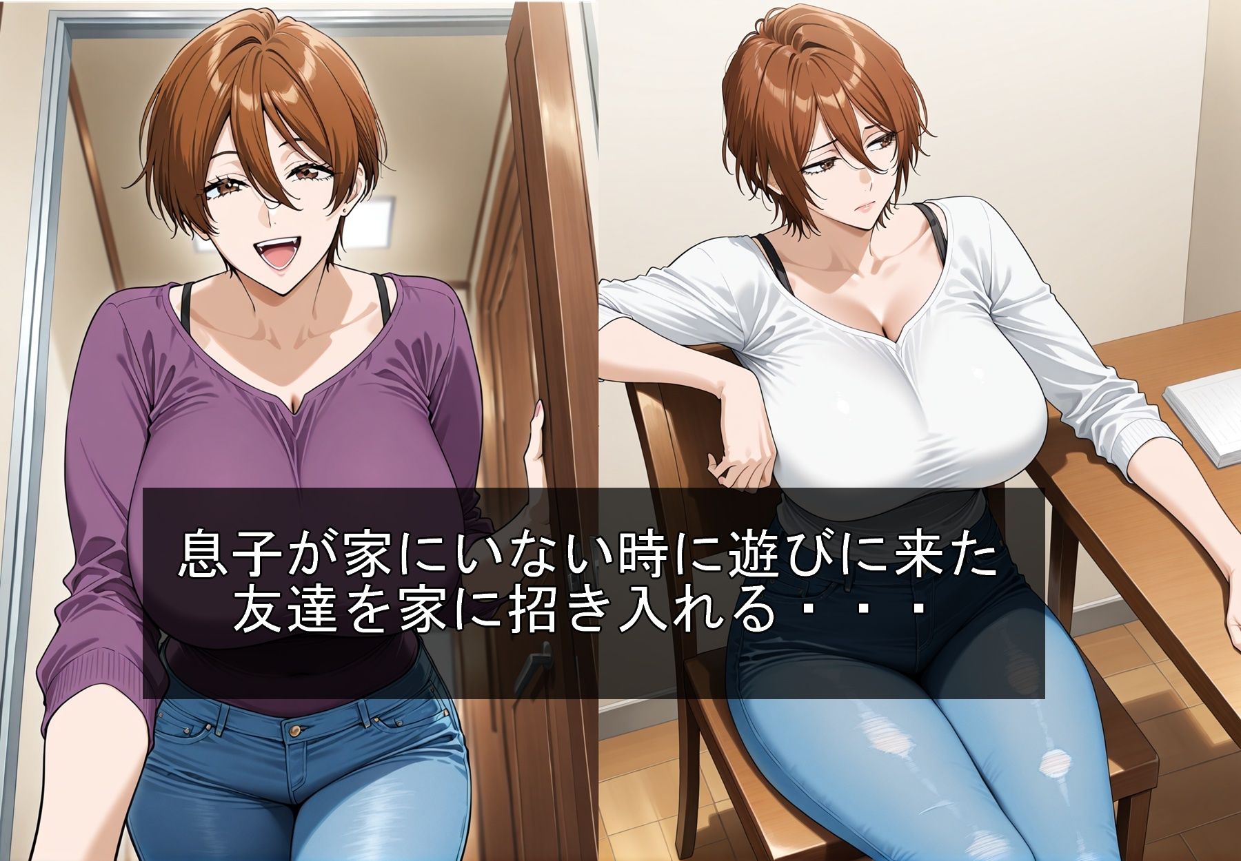 サンプル画像3:母ちゃんが息子の友達に寝取られる(豚鬼オーク@AIイラスト) [d_590245]