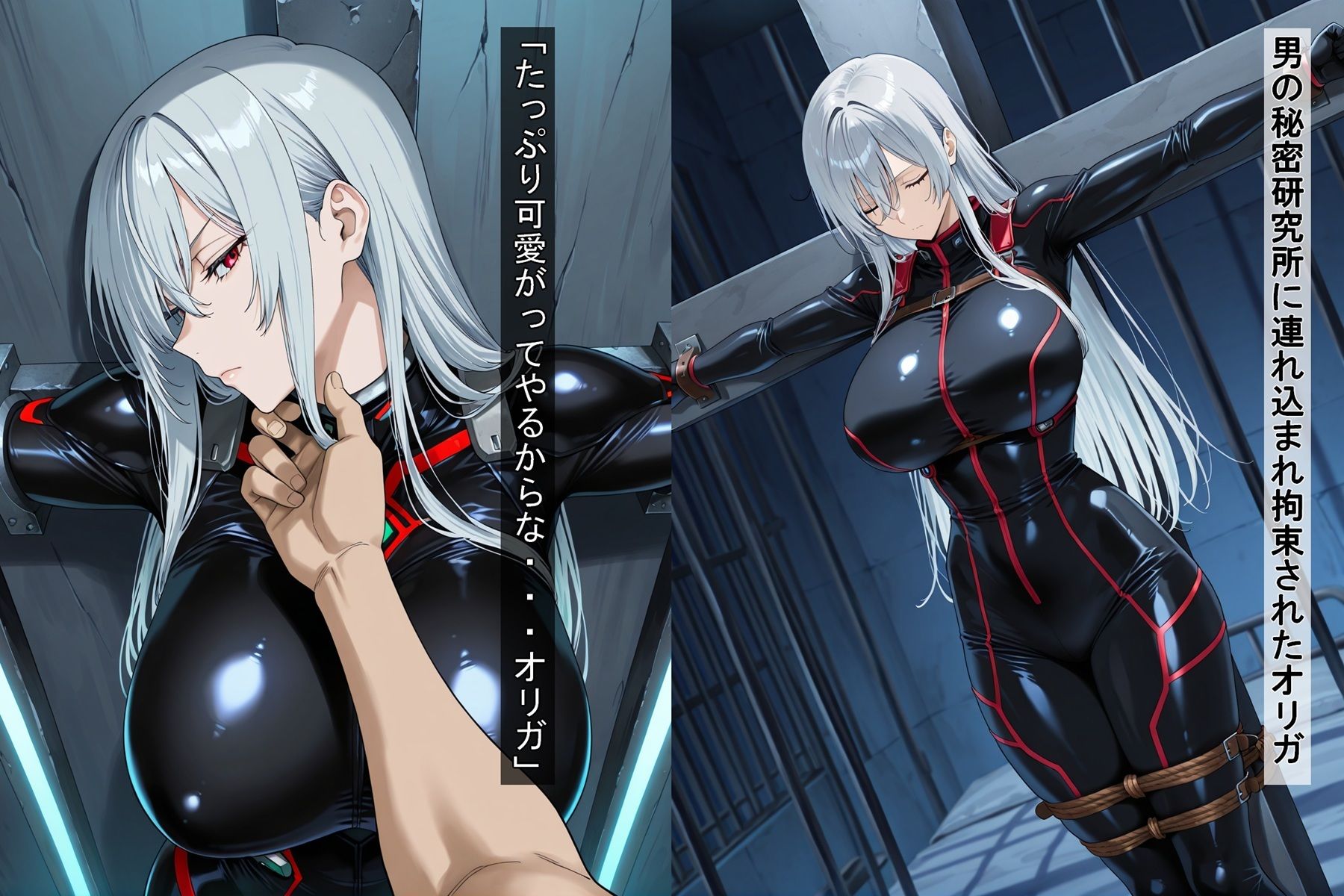 サンプル画像3:囚われた無表情女兵士(豚鬼オーク@AIイラスト) [d_590256]