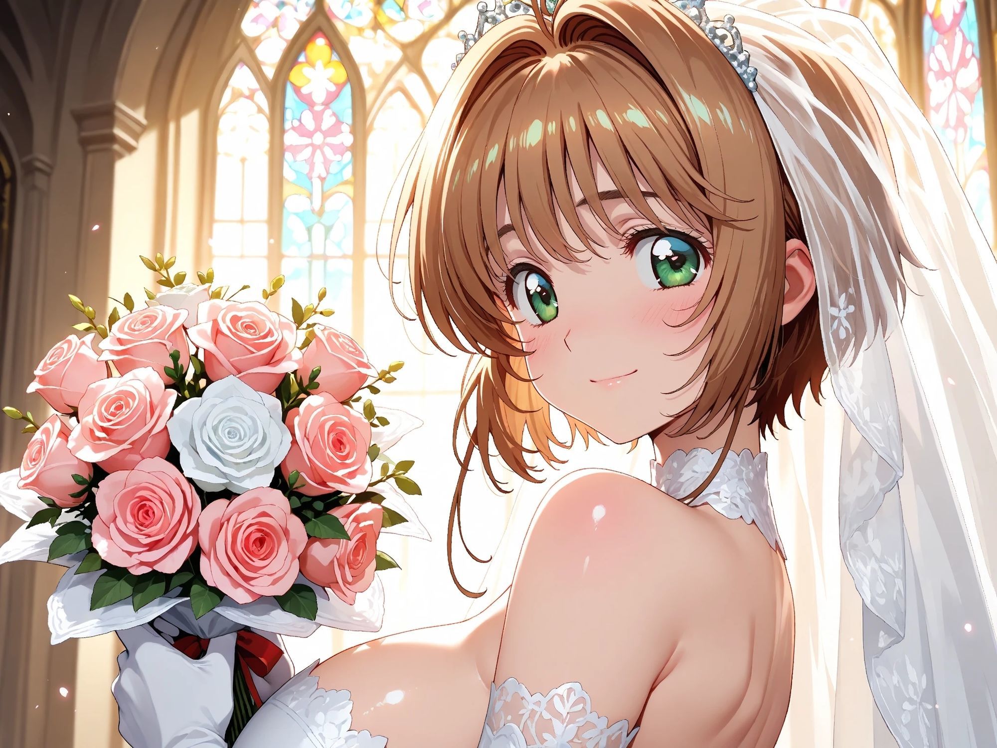 サンプル画像1:【雌イキヒロイン】 カード●ャプターさくら  純白ドレスの花嫁陵●〜カード使いの少女とおじさんの背徳の儀〜(画像生成マン) [d_590568]