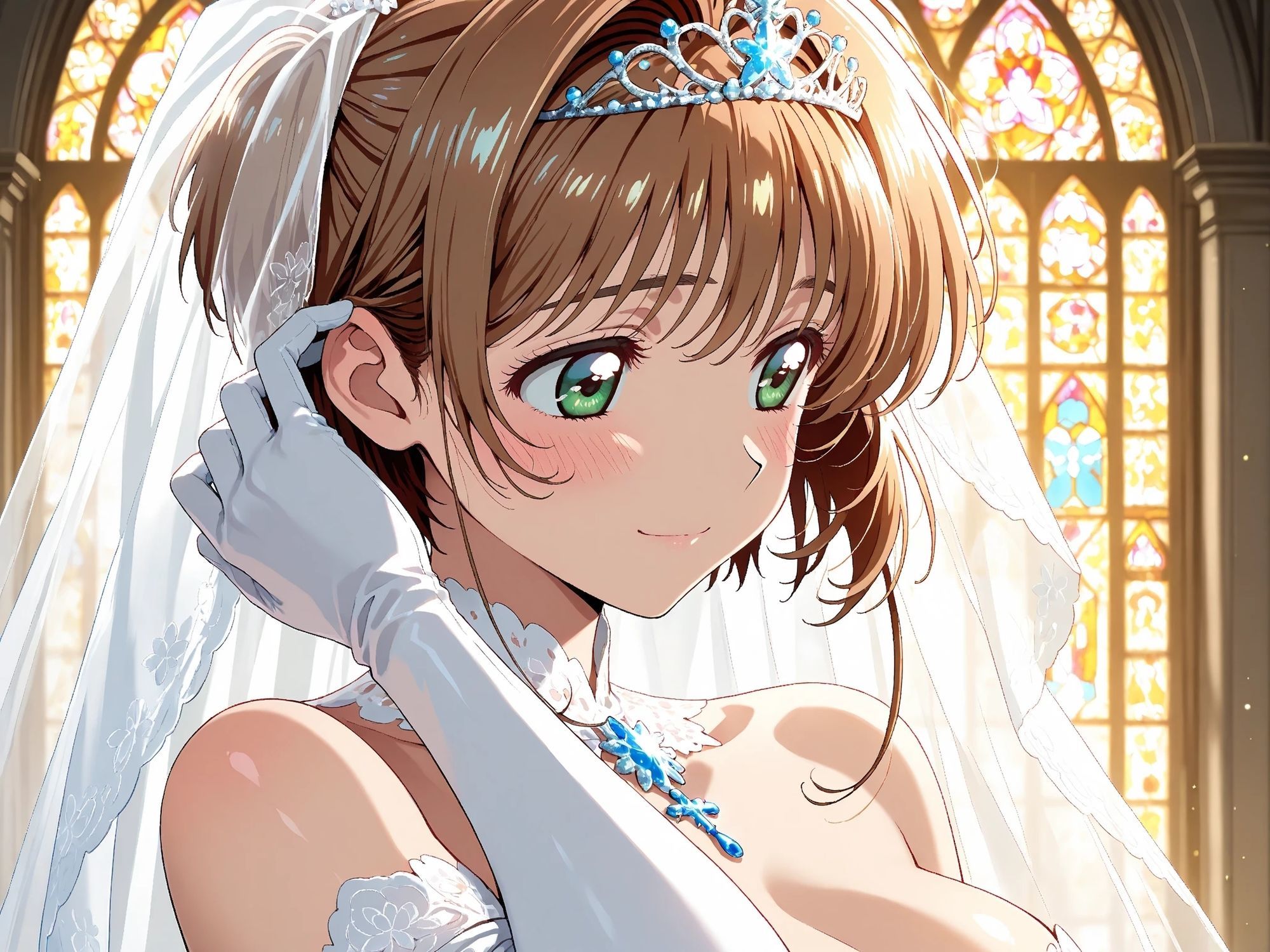 サンプル画像2:【雌イキヒロイン】 カード●ャプターさくら  純白ドレスの花嫁陵●〜カード使いの少女とおじさんの背徳の儀〜(画像生成マン) [d_590568]