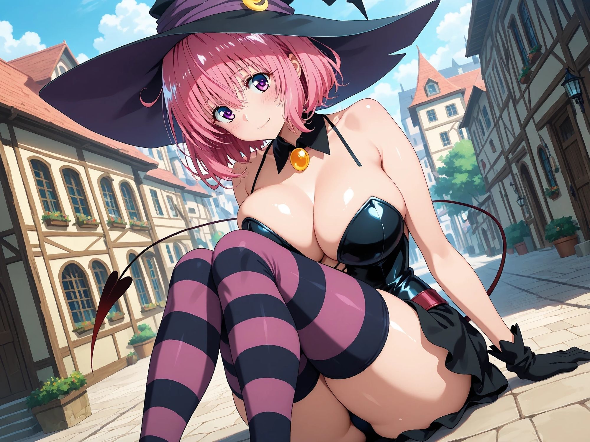 【発情ヒロイン】T●Loveる モモ・ベ●ア・デビルーク 魔法使いコスで野外授業…しっぽまで感じるの! 画像2