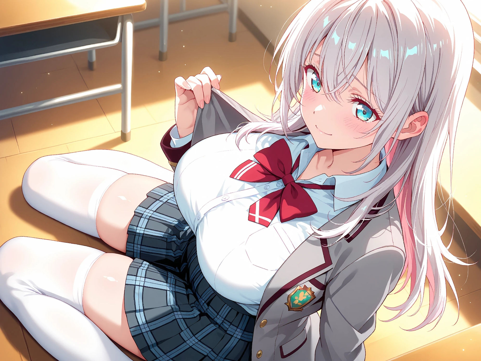 サンプル画像1:【雌イキヒロイン】ロシデレ  アーリャさん  〜用務員のおじさんと制服のまま誰もいない旧校舎で〜(画像生成マン) [d_590647]