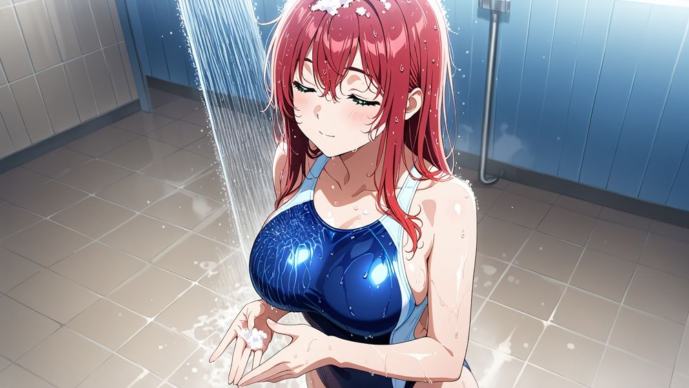 サンプル画像6:部室で種付け！赤髪白髪の爆乳水泳部員と鬼コーチの放課後【4K】(ニート印刷所) [d_590702]