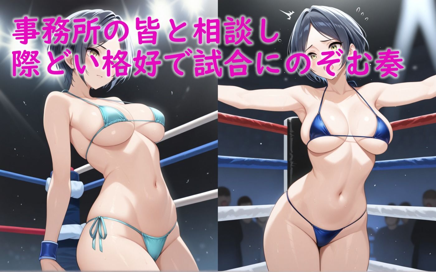 サンプル画像4:速〇奏 盗撮画像を消すために女子プロレスの試合に出たらAV撮影だった話(Aiイラスト販売所) [d_590866]