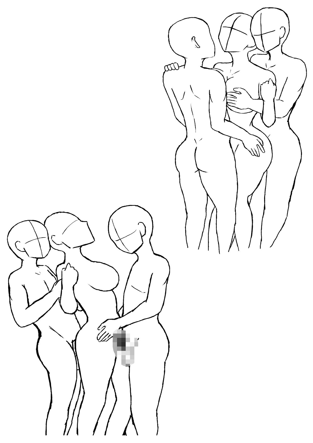 サンプル画像2:3P（男2・女1）ポーズ集(素材描き描き) [d_591019]