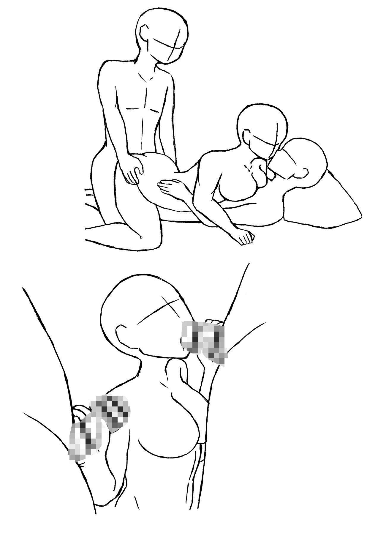 サンプル画像3:3P（男2・女1）ポーズ集(素材描き描き) [d_591019]