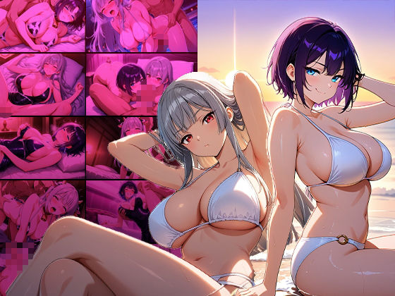 サンプル画像1:巨乳銀髪モデルと紫髪美女がカメラマンとホテルで中出し撮影会【4K】【400枚収録】(御一堂) [d_592045]