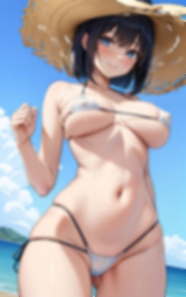サンプル画像6:夏のビーチに現れた淫乱巨乳ビキニ美女のえちえち色仕掛け(美女AI製作LaBO) [d_592231]