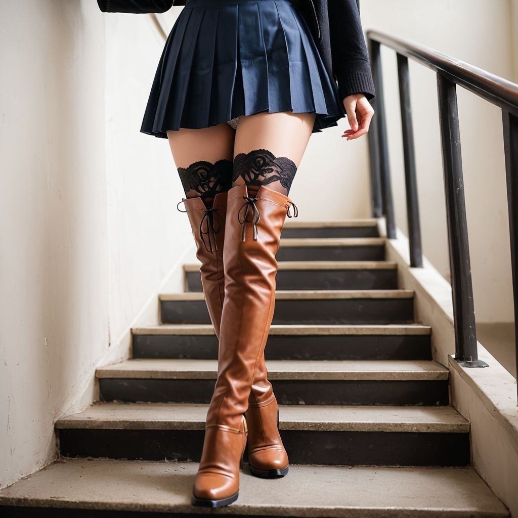 サンプル画像2:ブーツ美女のパンチラ画像集〜エスカレーター・階段編(AI美エロ) [d_592484]