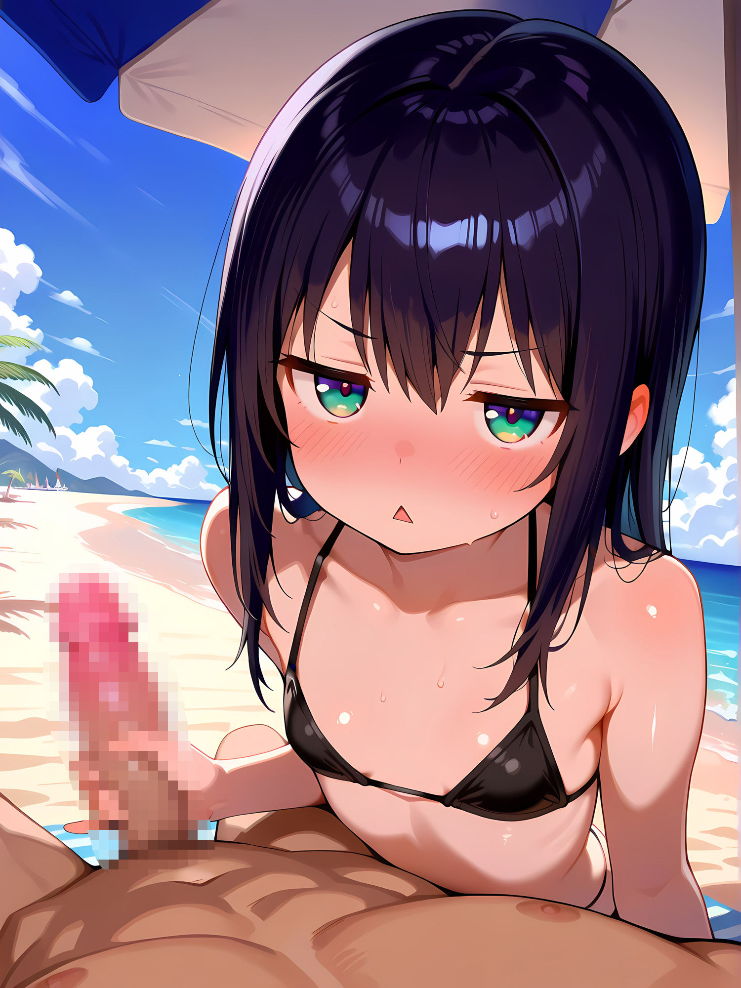 サンプル画像3:ジト目の微乳美少女とビーチで！6(にょすらもっち) [d_592548]