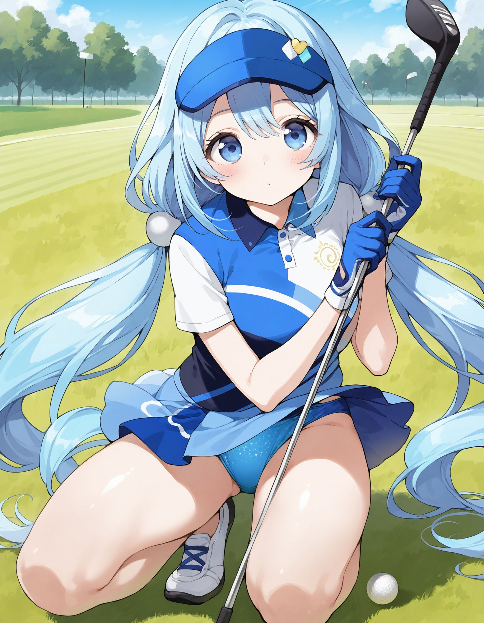 ゴルフウェアでしゃがみパンチラ 画像2
