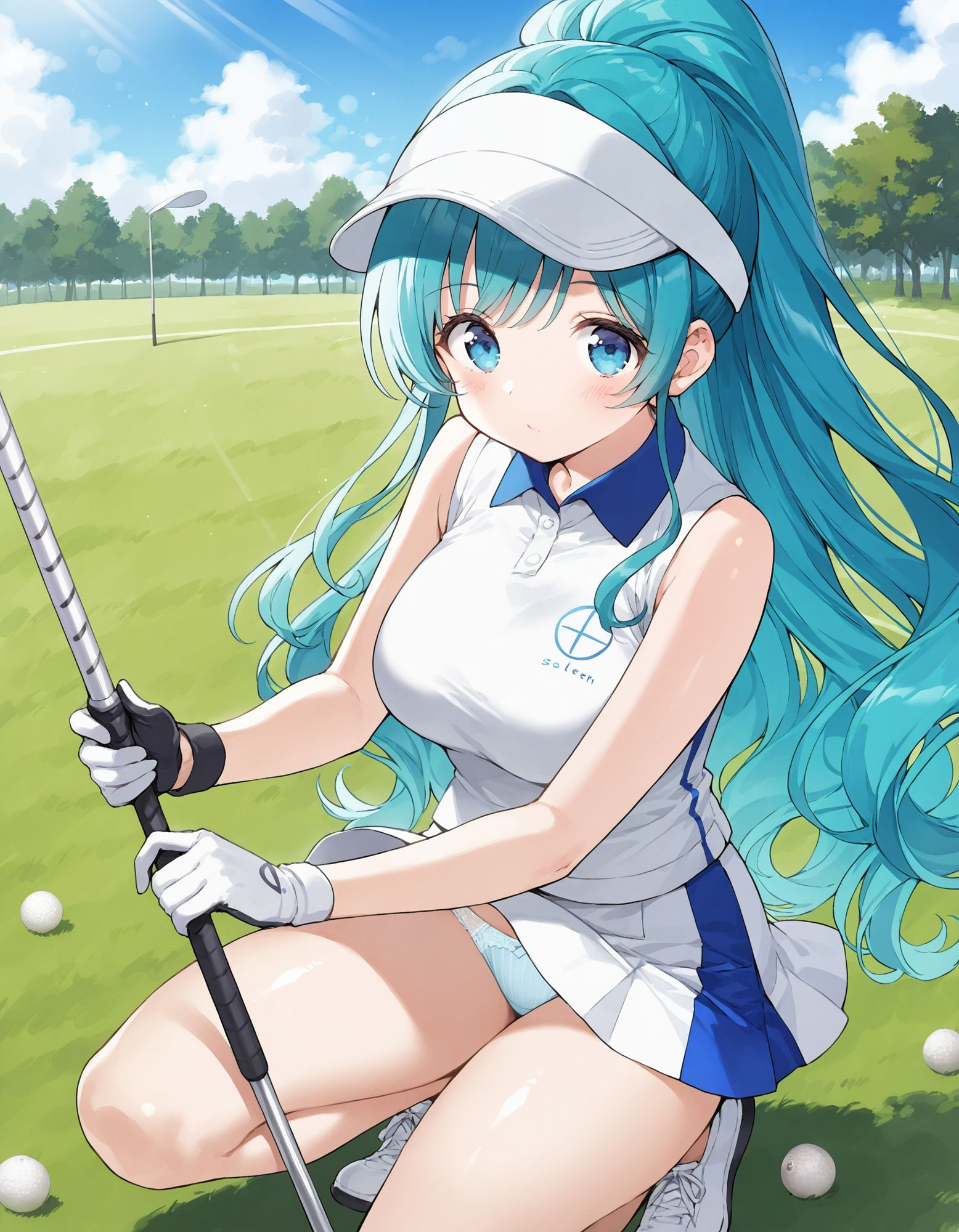 ゴルフウェアでしゃがみパンチラ 画像4