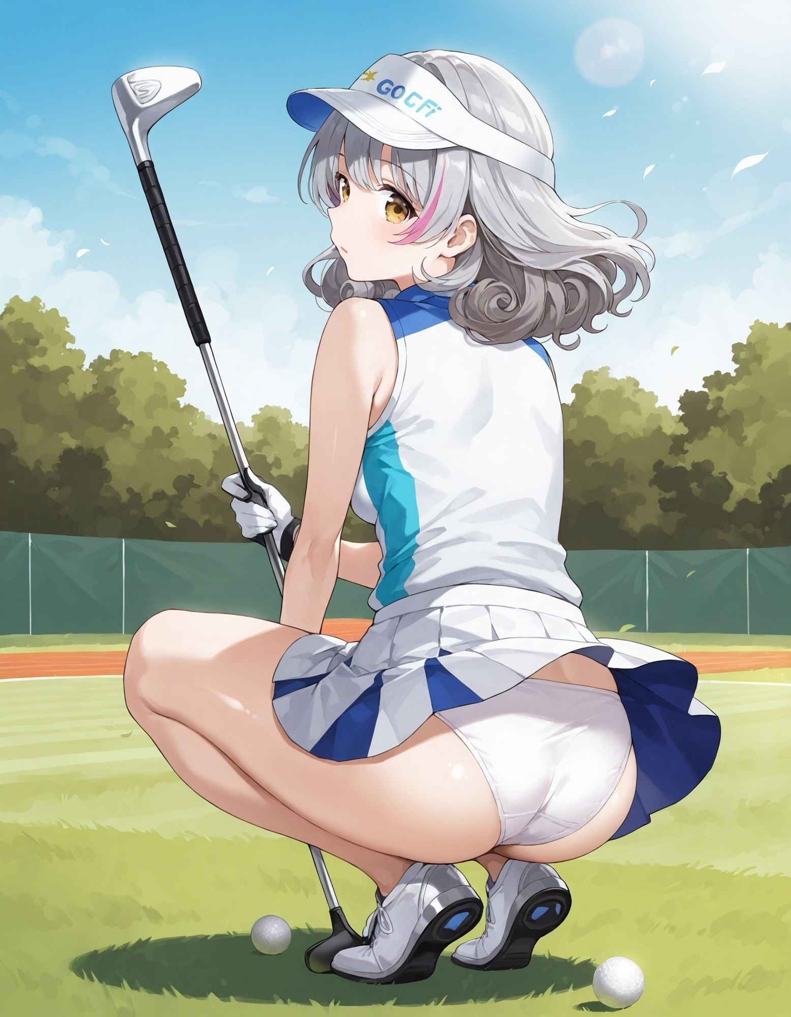 ゴルフウェアでしゃがみパンチラ 画像8