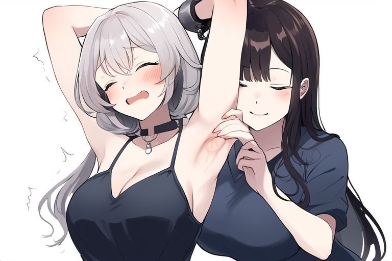 くすぐり〜たくさんの手で愛撫され吹き出し絶頂させられる彼女たち〜AI画像集 画像1