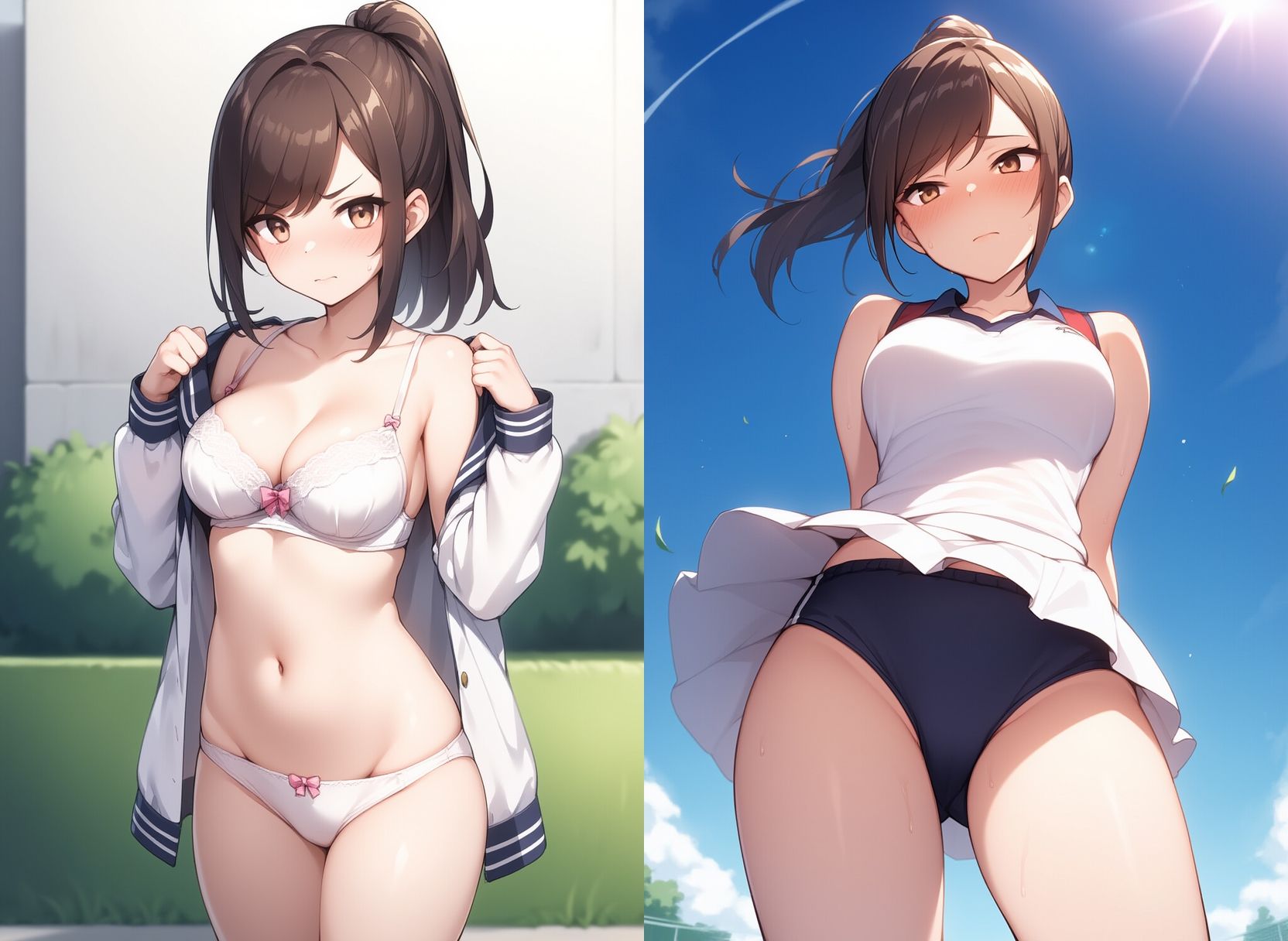 サンプル画像6:部活中はトイレ禁止！理不尽校則でお漏らししちゃう運動部の汗だく女子達(性癖ユガ芽) [d_592804]