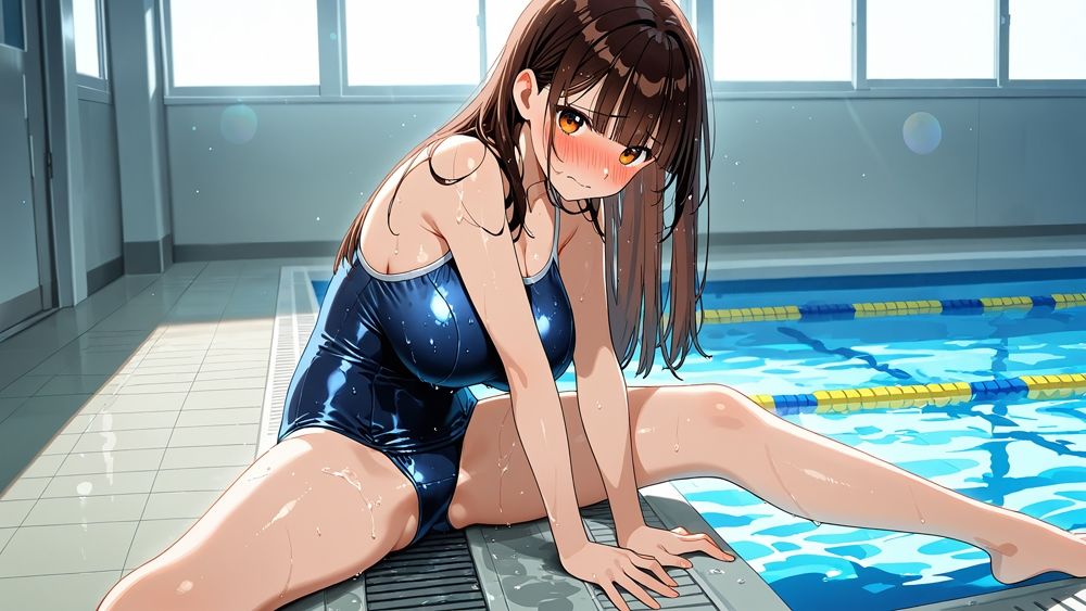爆乳茶髪&金髪スク水美少女が顧問と放課後種付け特訓【4K】 画像5