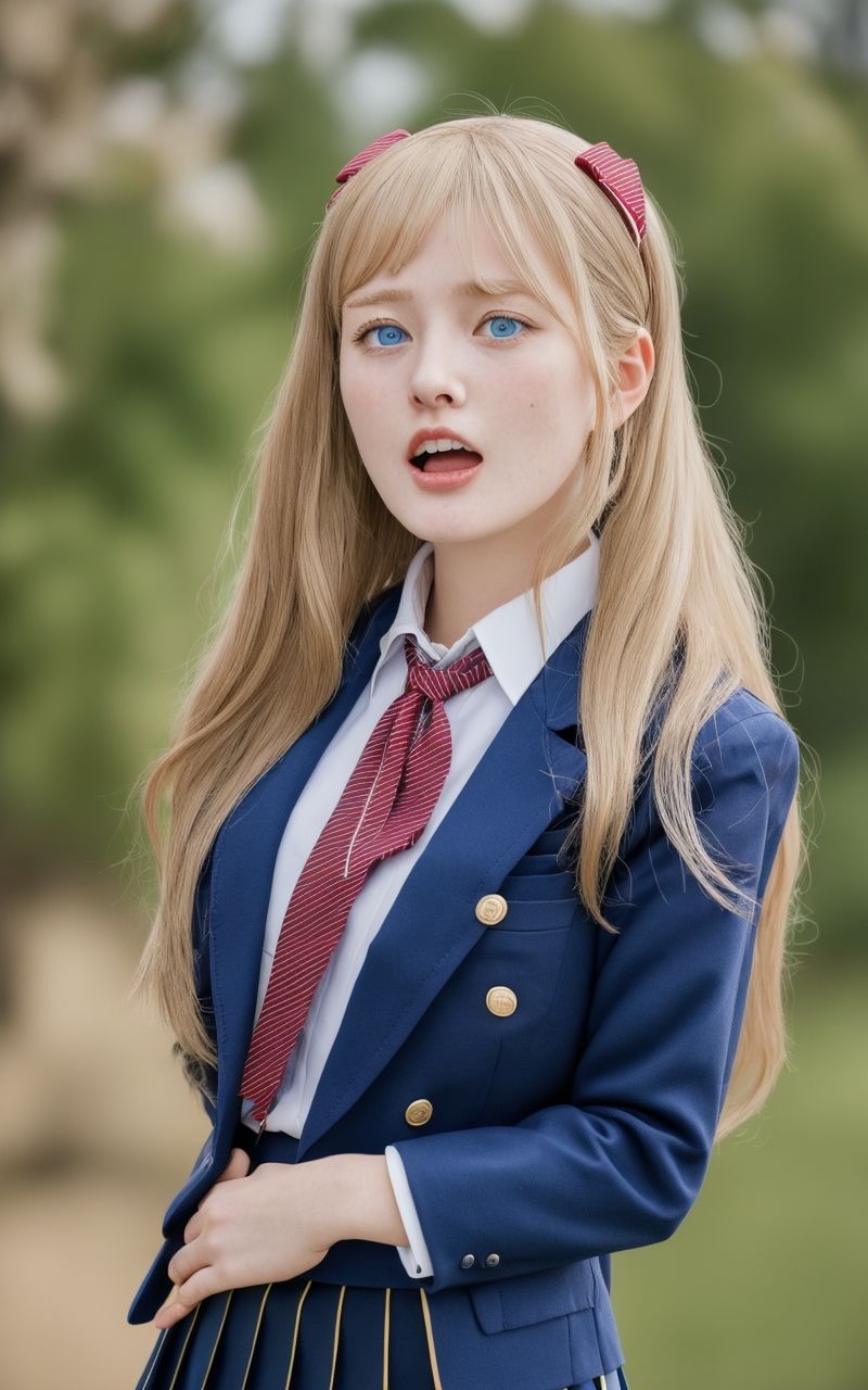 サンプル画像6:AI美女写真集┃制服のあわてる乙女(AI美女写真集┃清楚な大人) [d_593115]