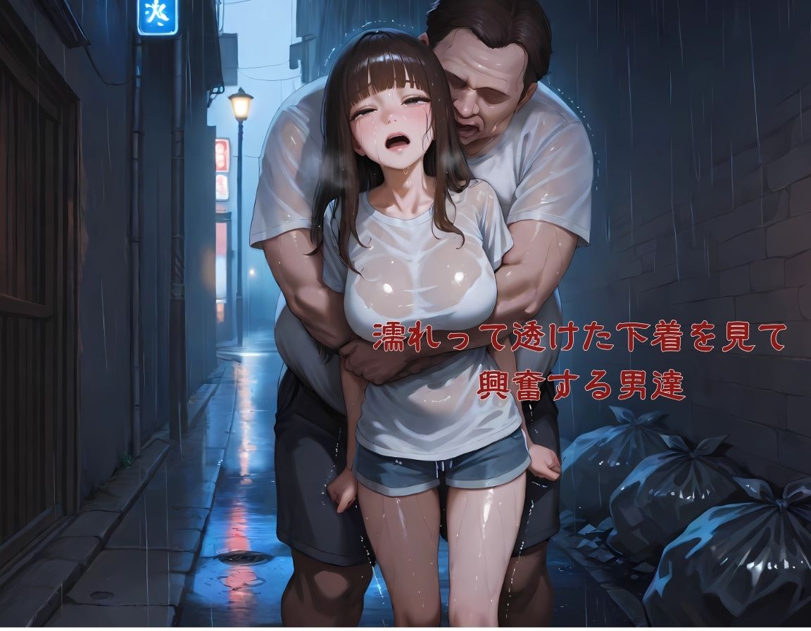 サンプル画像2:ゲリラ豪雨全身びしょ濡れ〜透けブラで興奮する男達〜レ〇プ編(密室クラブ) [d_593224]