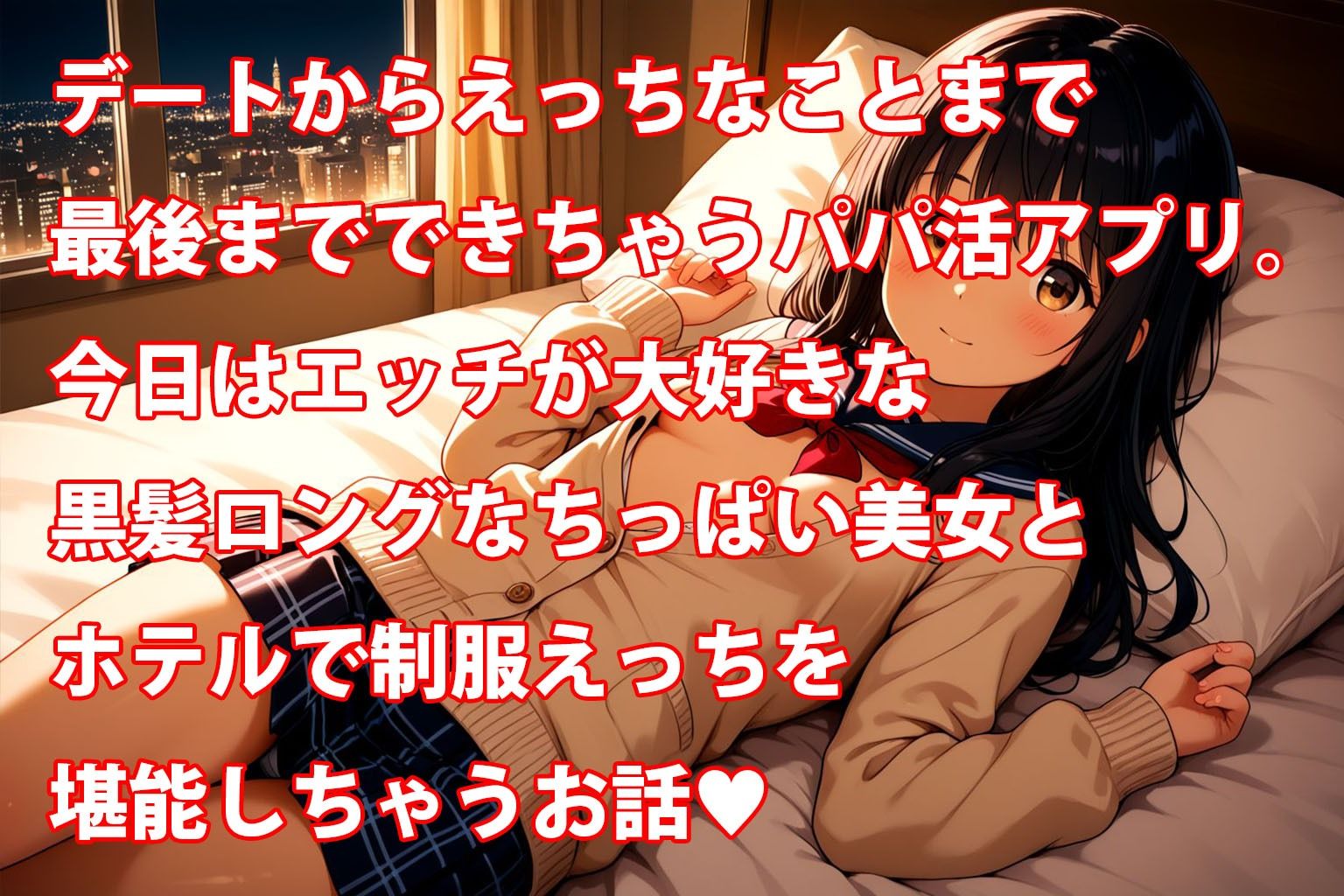 黒髪ロングなちっぱい美少女のえっちなパパ活記録 画像1