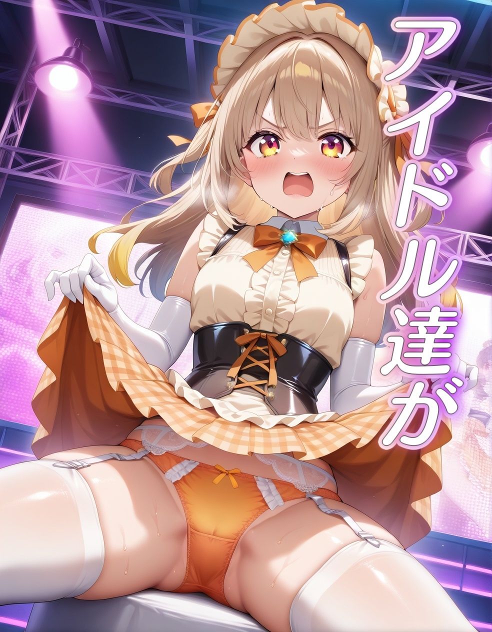 サンプル画像1:嫌な顔でパンツ見せてくるアイドル(AIパンツ部) [d_593515]