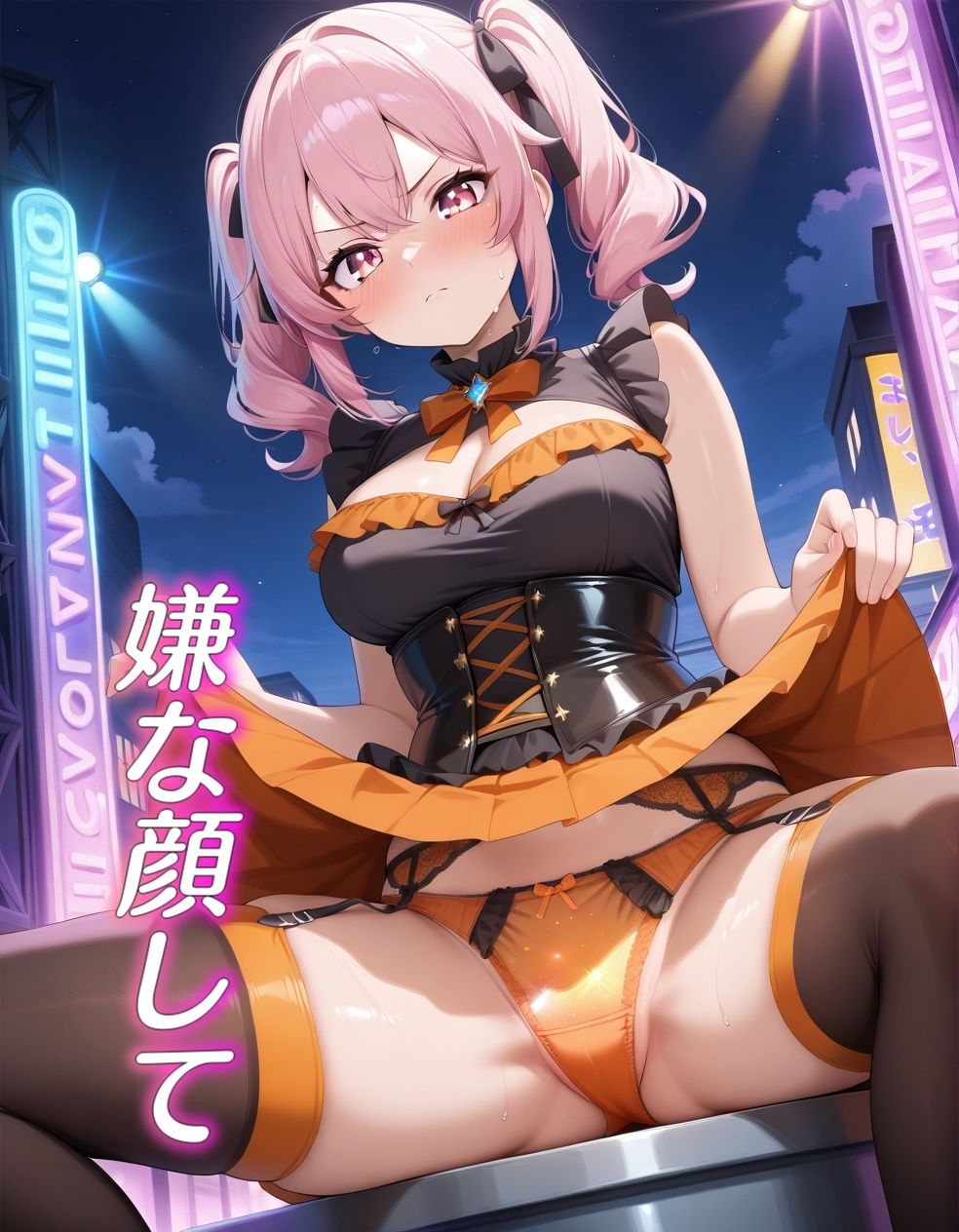 サンプル画像2:嫌な顔でパンツ見せてくるアイドル(AIパンツ部) [d_593515]