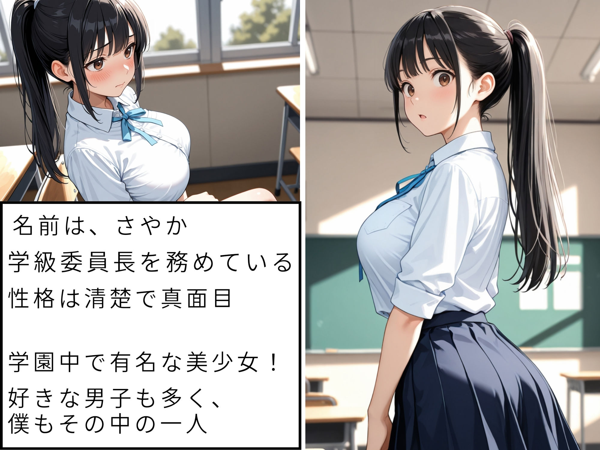 サンプル画像2:転校生に堕ちた委員長 漆黒メガマラで狭マン破壊(あかさ太郎) [d_593532]