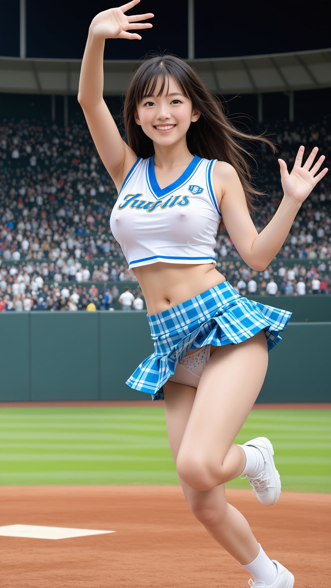 スタジアム熱狂!SHOW TIME! チアガールの透け乳首&リアルパンティ 画像3