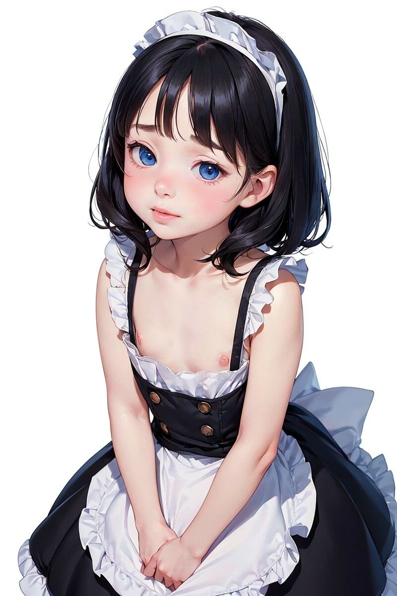 ブルーアイズつるぺたメイド × 背景なし/スタジオ撮影画像no.2