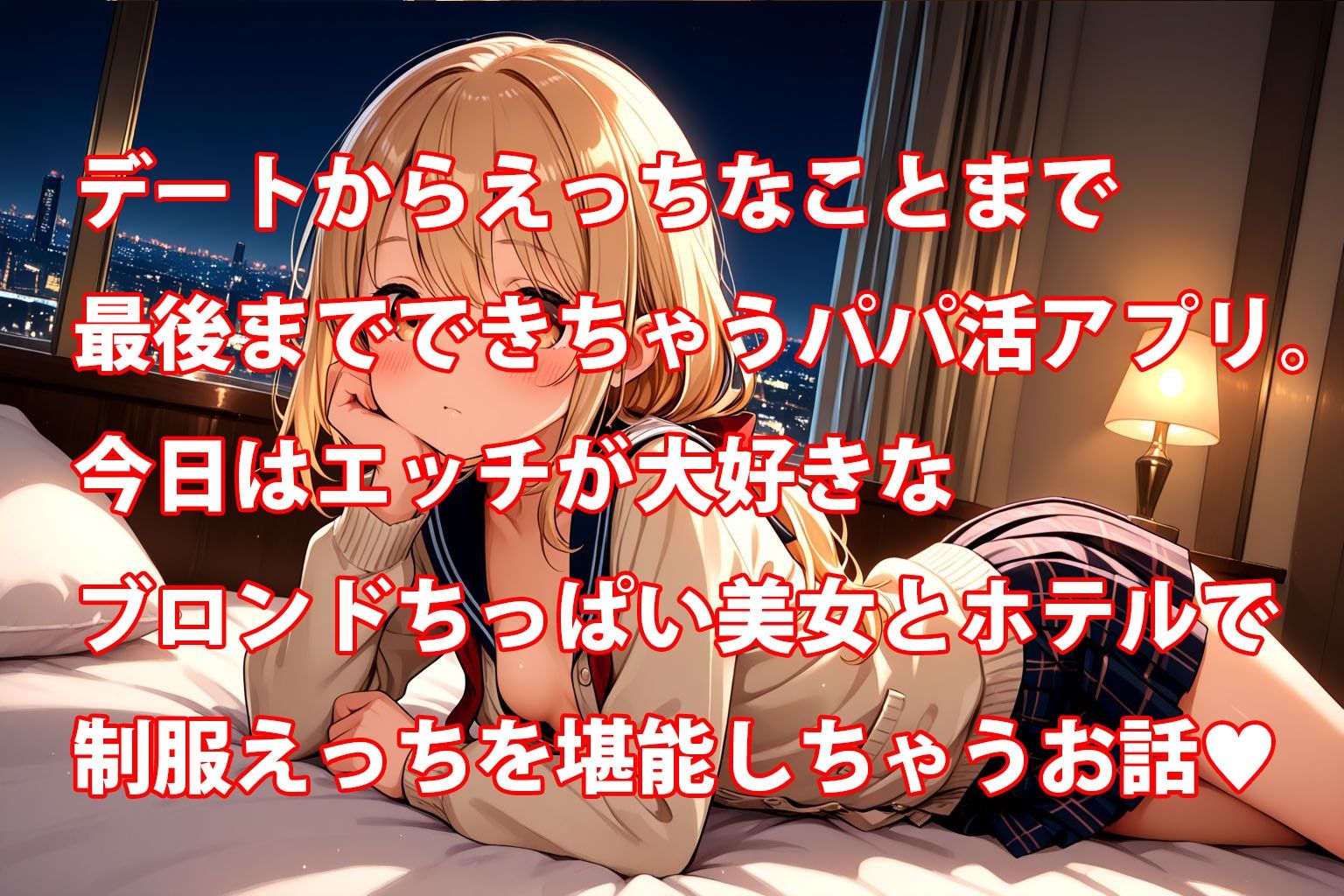 サンプル画像1:ブロンドちっぱい学生美少女のえっちなパパ活記録(しこしこ) [d_594012]