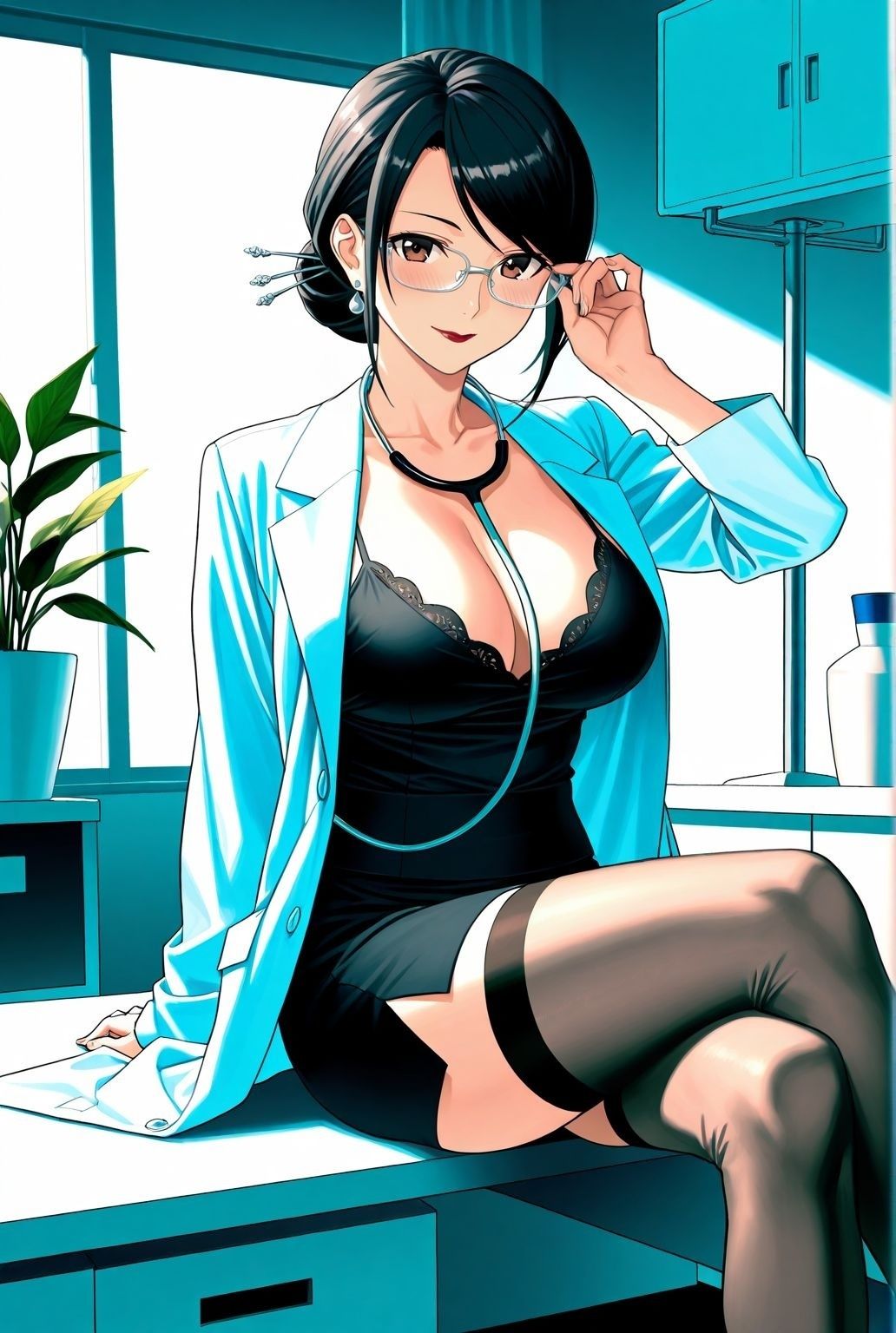 眼鏡×黒スト×熟女女医〜静寂の診察室で始まる秘め事〜 画像1