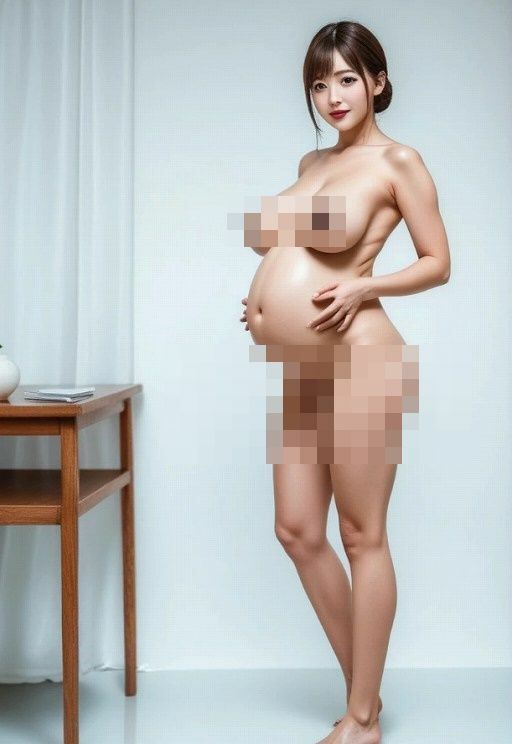 美少女人妻の臨月ドス黒乳首乳輪のエロ裸体AI写真集【全83枚】 画像4