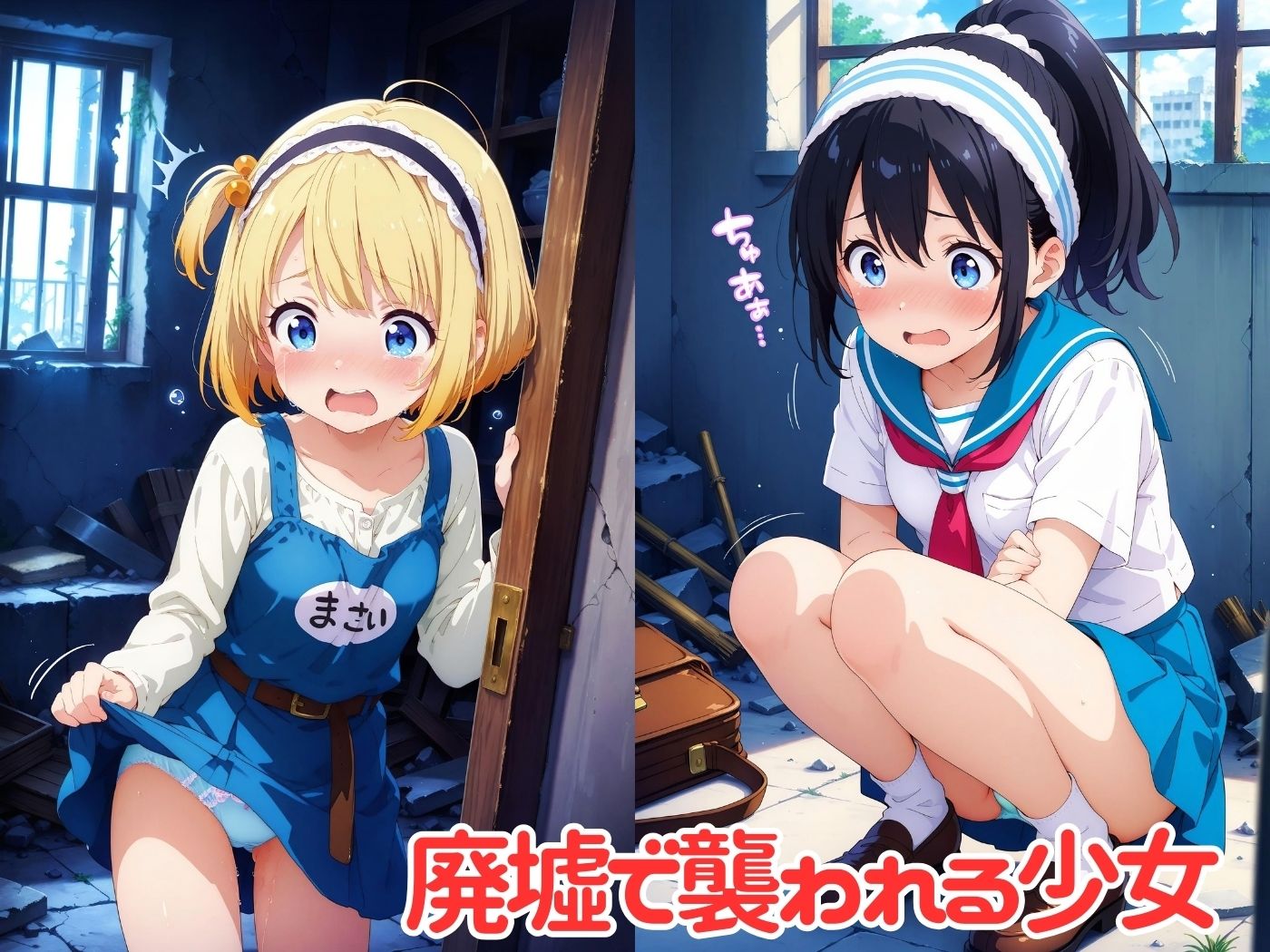 廃墟で同級生たちにHなイタズラ♪ 画像1