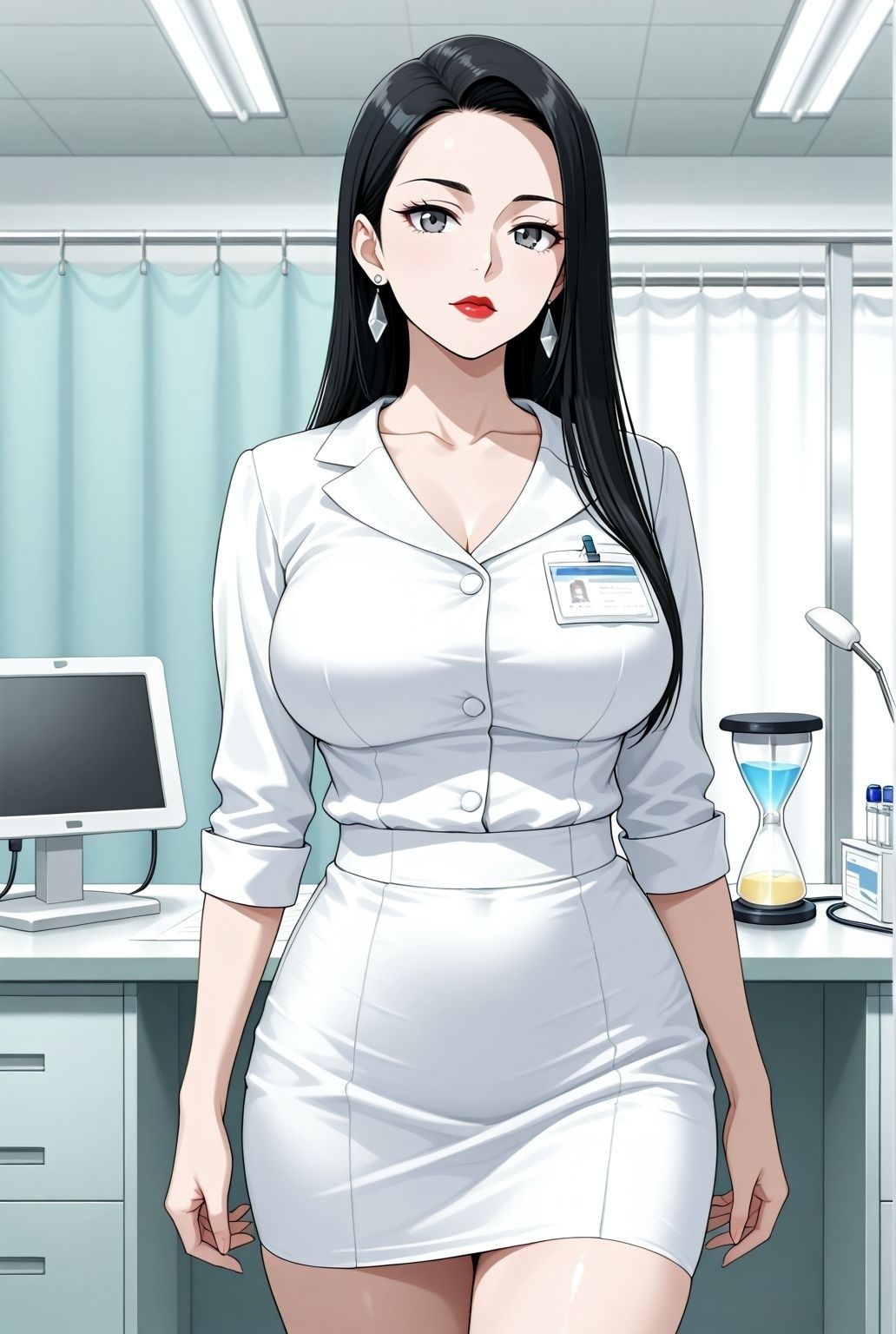 ロングヘア巨乳女医と秘めた診察室―白衣の下で目覚める快楽― 画像1